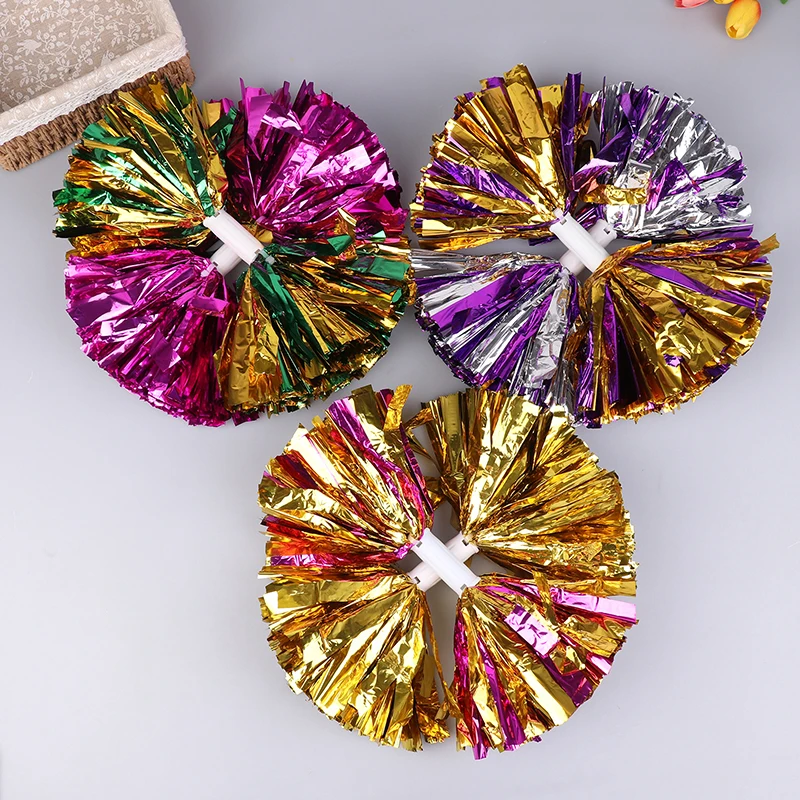 Handle Style Cheerleader Pom Poms Metallic Streamer Sport Match Vocal Dance Party Concert Decorator Props Club Supply