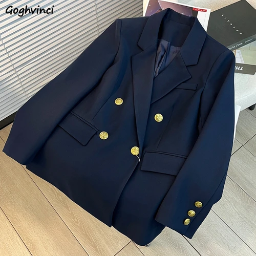 Imagen 2 del producto Blazers Mujer Casual doble botonadura Simple moda todo-fósforo Oficina señora estilo británico Chic prendas de vestir de primavera Mujer Prevalent Ins