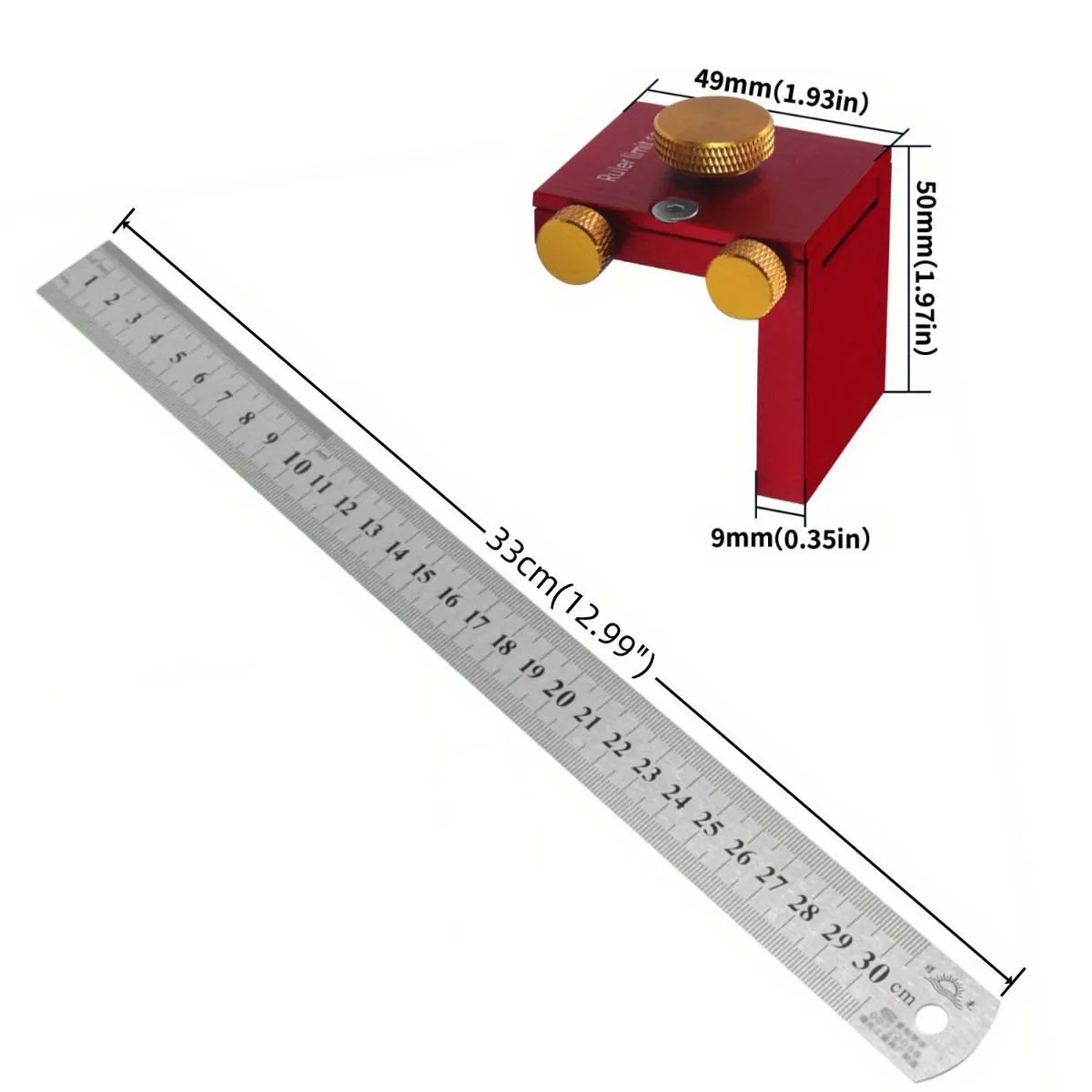 Steel Ruler Scribing Positioning Block Ruler Locator Fixing Block Scriber Line Marking Gauge Carpentry Scriber Measuring Locator