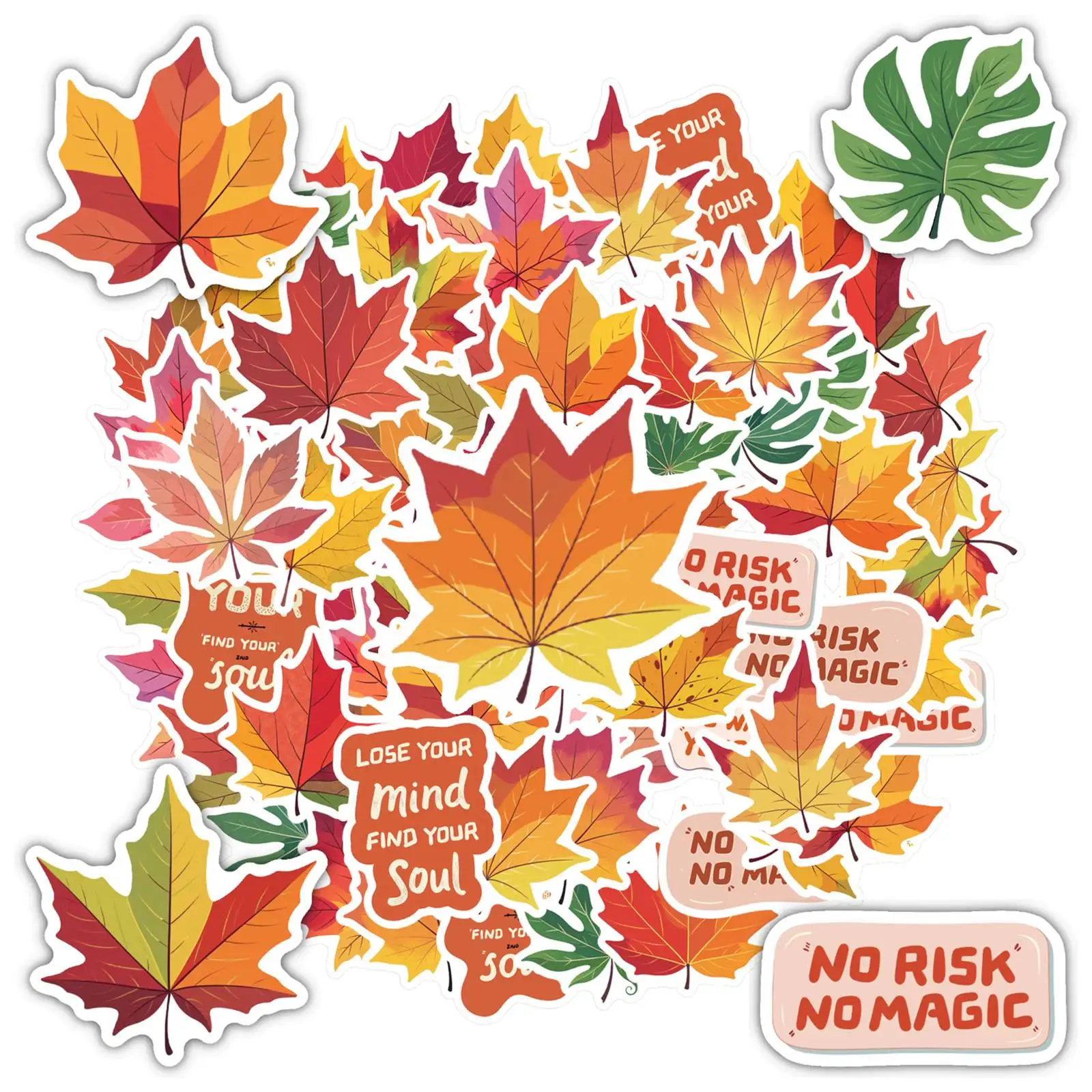 

35pcs Inspirational Nature Inspiration Stickers Natural Autumn Leaves Stickers Autumn Stickers For Laptop Luggage
