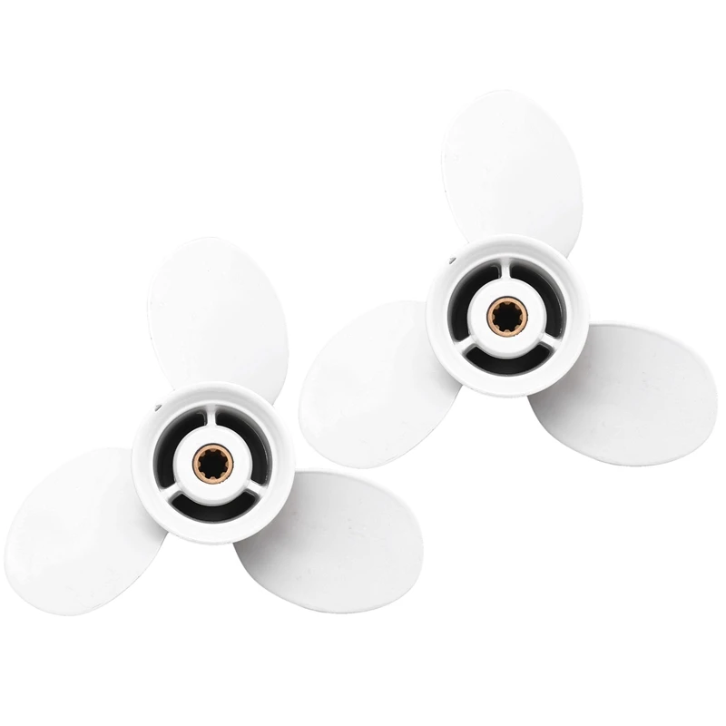 

2X Ship Engine Outboard Propeller 3-Bladed Rotary Paddle 683-45941-00-el 9 1/4 x 12 for Yamaha 9.9-15Hp Aluminum White