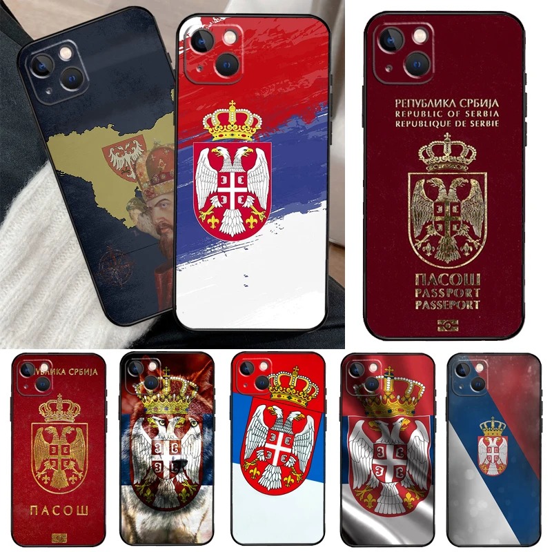 Flag of Serbia Serbian Phone Case For iPhone 11 12 13 14 15 16 Pro XS Max Mini Cover For iPhone X XR Plus Back Case