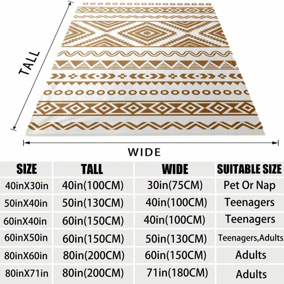 Aztec Ethnic Tribal Flannel Blanket Soft Comfortable Throw Blanket Bohemian Geometric Art Print Blanket Holiday Birthday Gift