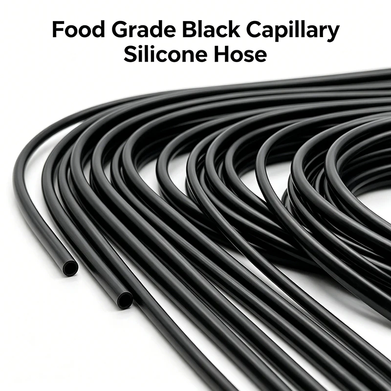 

Food Grade Black Silicone Capillary Tubing 5M ID 0.3-4mm Bendable Anti-aging Odorless Hose for Water Dispenser Milk Tea