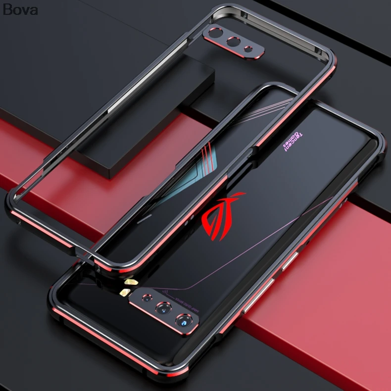 Case For ROG Phone3 Luxury Deluxe Ultra Thin aluminum Bumper for Asus ROG Phone 3 ZS661KS + 2 Film (1 Front +1 Rear)