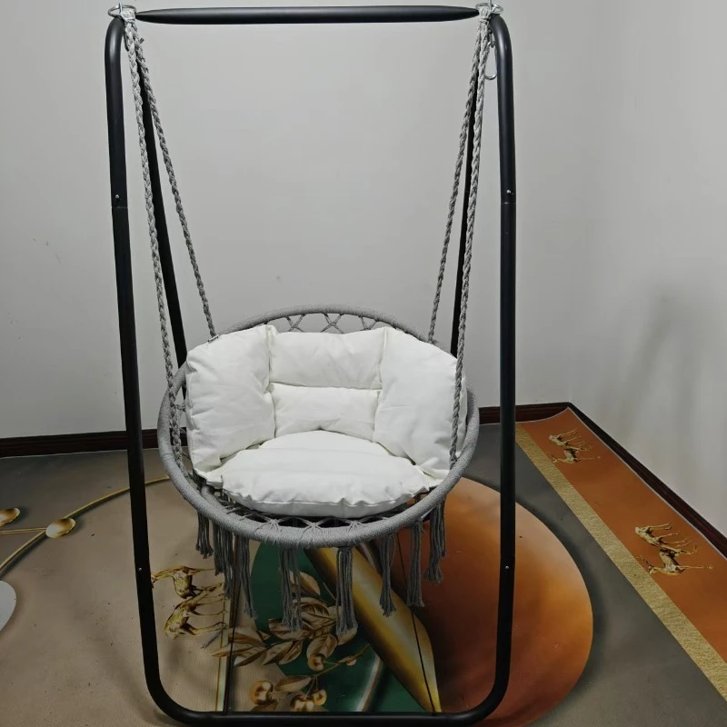 Hanging Basket Hanging Chair Indoor Single Household Balcony Swing Mesh Basket Cotton Rope Woven Rattan Chair