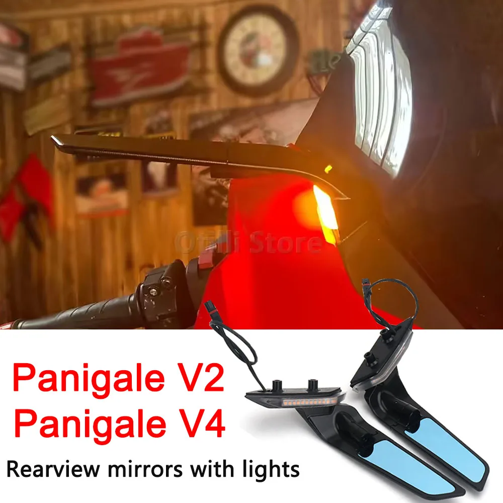 

For Ducati Panigale V2 2020-2024 PANIGALE V4 2018-2024 Rearview Mirror With LED Turn Signals Kit Motorcycle Accessories