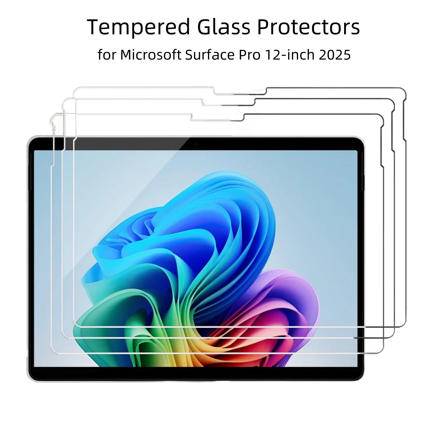 3-Pack Tempered Glass Film for Microsoft Surface Pro 12 Inch 2025 Screen Protector 9H Anti Scratch Protectors Model 2109 2110