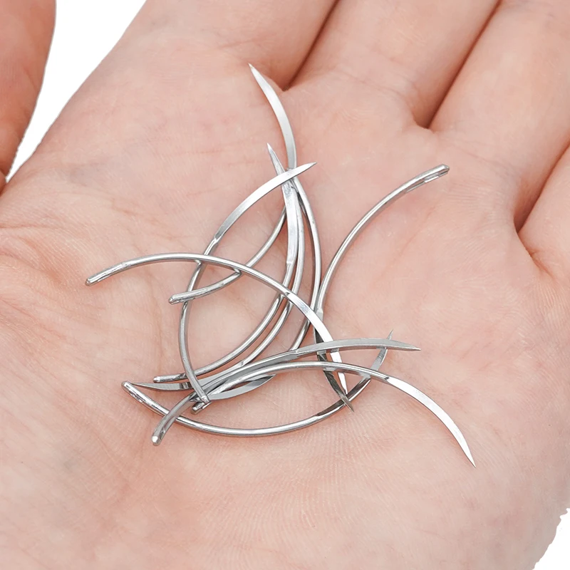 10Pcs/pack Veterinary Suture Needle Surgical Suture Curved Needle Stainless Steel Pet Pig Sheep Cat Animals Medical Equipment