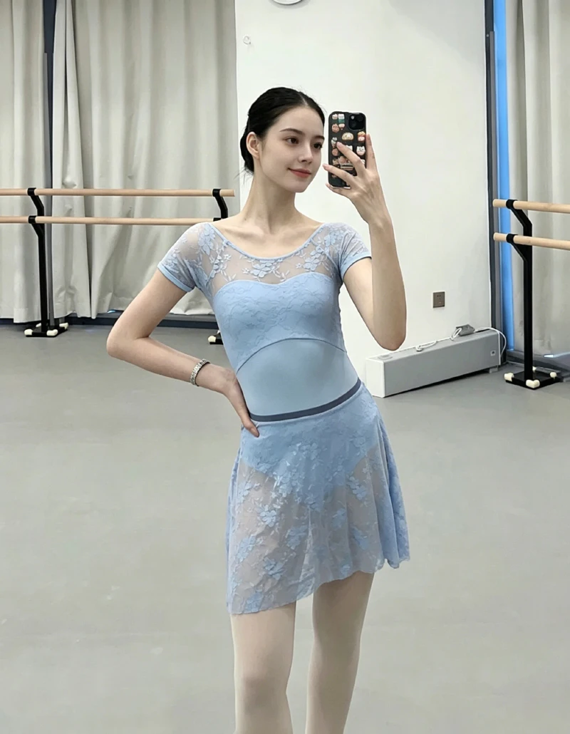 Ballett Tanzrock Frauen elegante Spitze Tanz Trikot Kleid Erwachsenen neuen Stil weißen Schwan Tanz Übungs rock – Detail 2