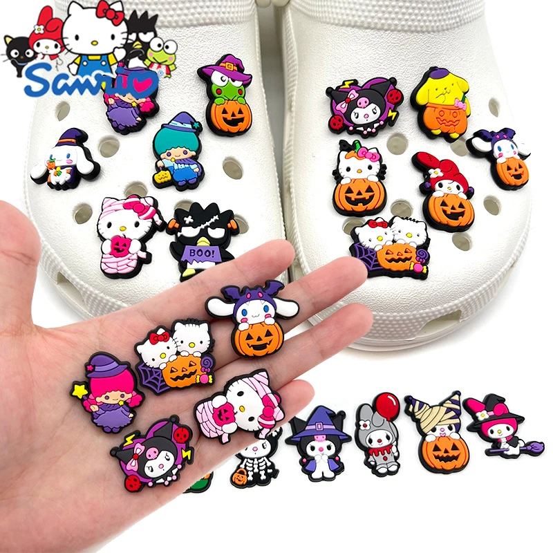 

New Halloween Sanrio Series Hole Shoe Buckle Cute Cartoon Soft Rubber DIY Shoe Flower Holiday Theme Decoration Accessories Gifts