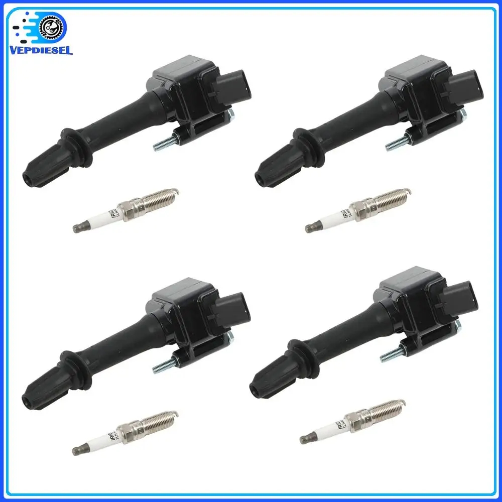 Bobines d'allumage et bougies d'allumage en Iridium, 4 pièces, 12V UF802 91970, pour Chevrolet Equinox 2018 – 2020 C2036 12635672 12670053 NGK91970