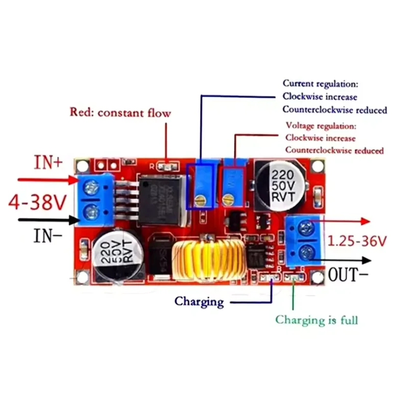 10PCS XL4015 CC/CV Max 5A DC-DC Step Down Buck Charging Board Lithium Battery Charger Converter Module 0.8-30V To 5-32V Buck