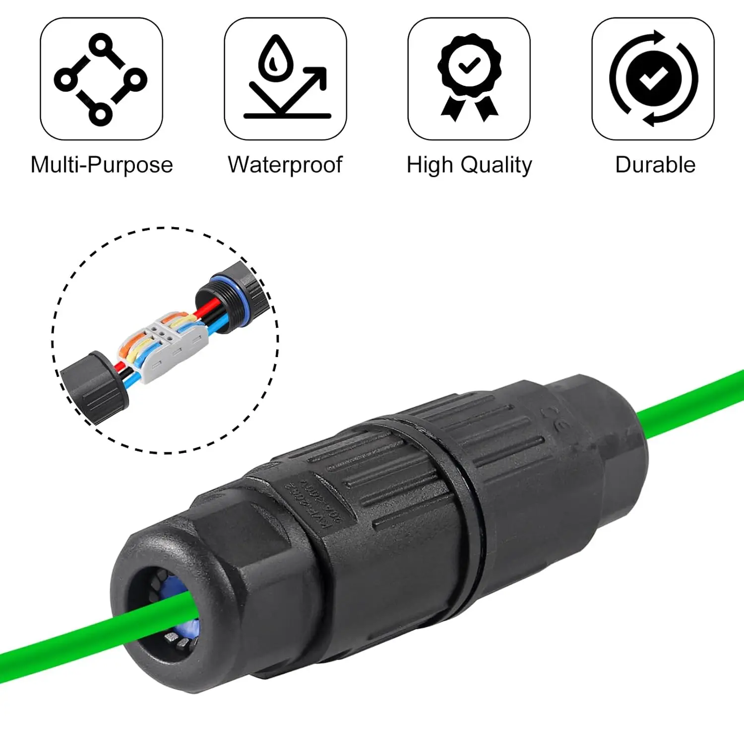 1pcs IP68 Waterproof Cable Connector KVSF-15 Quick Connection 2 in 2 out Electrical Terminal Adapter 2/3/4/5 Pin Wire Connector