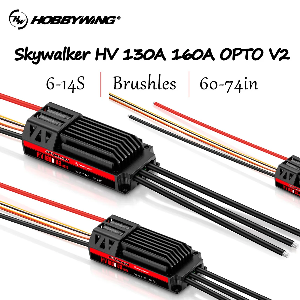Hobbywing Skywalker 130A 160A V2 Brushless ESC 32-bit 120MHz 300,000 RPM 2-pole Motor No BEC For a 60-74 