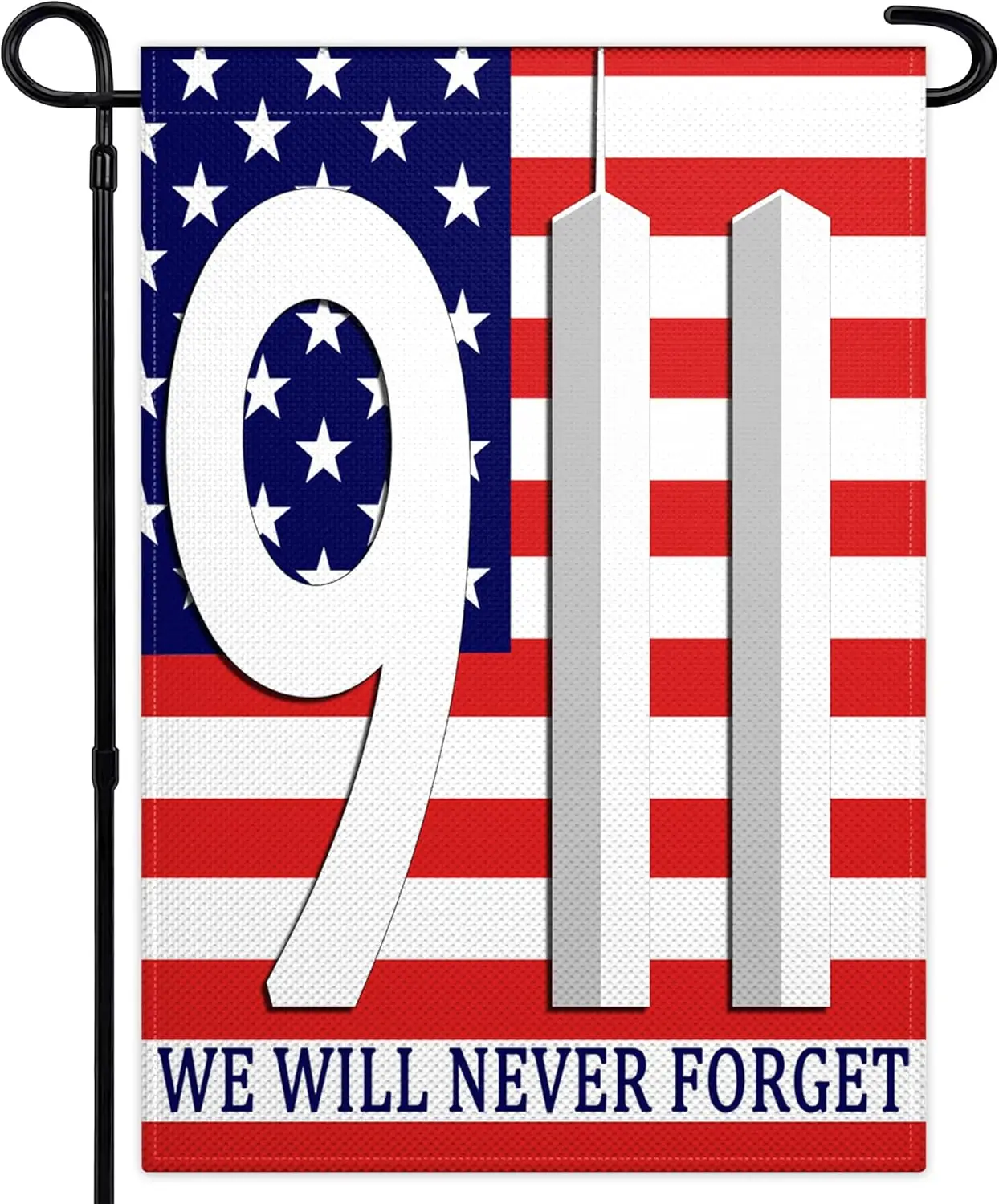 911 Garden Flag 12x18 Inch We Will Never Forget Garden Flag 3 Ply Polyester 9/11 Memorial Flags for Outdoor Indoor House Out WWP