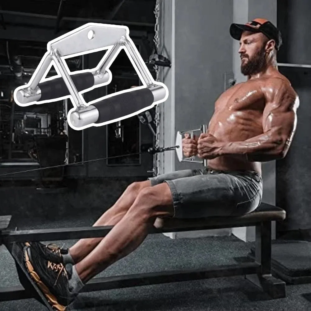 V Shape Bar Lat Pull Down Attachment Anti-slip Rubber Cover Double D Row Handle Power Lifting Cable Crossover
