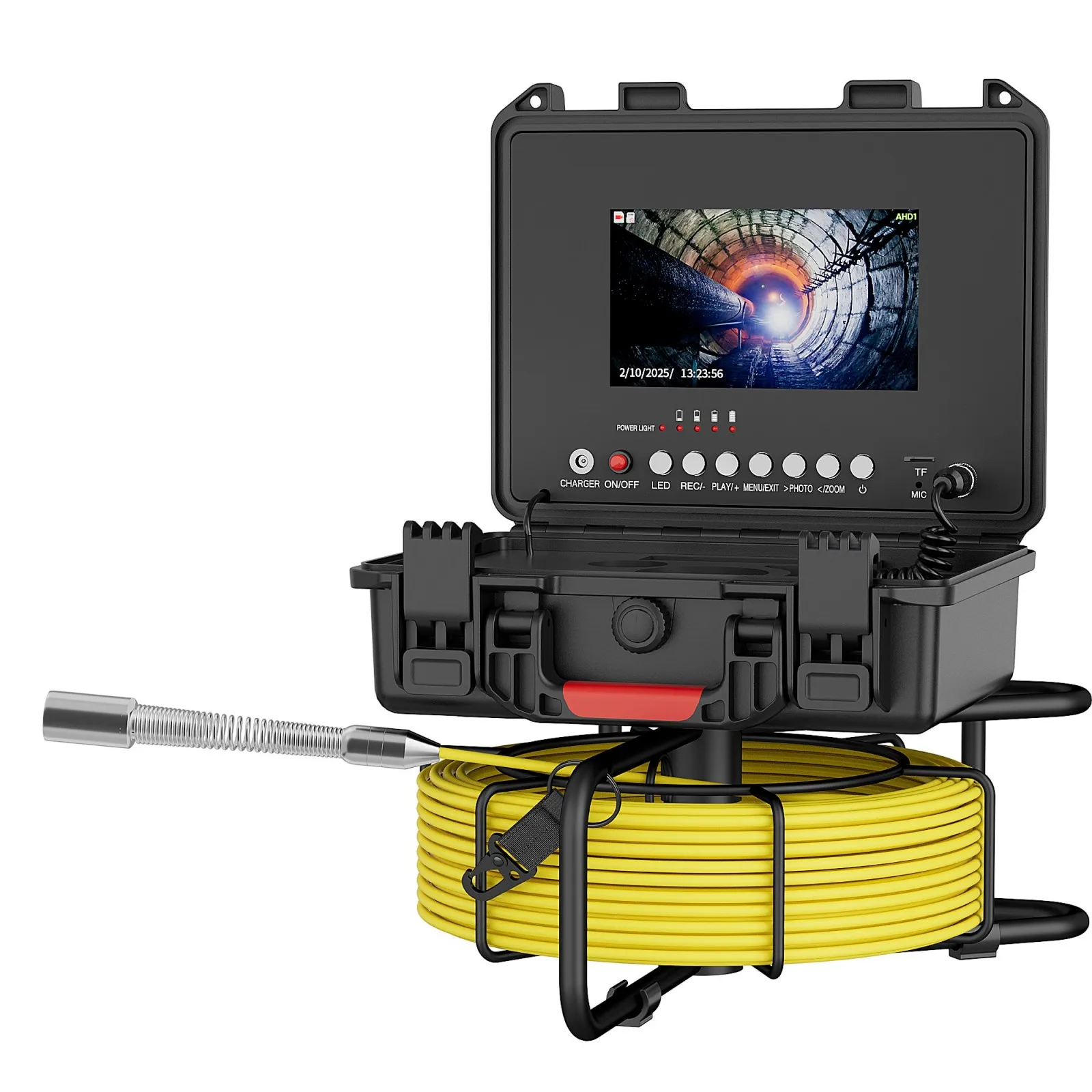 7 Inch Sewer Inspection Camera, 17MM Drain Piping Endoscope Camera IP68 Waterproof Industrial Sewer Camera with 12 LEDs 32GB DVR
