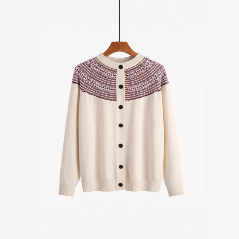 Novo outono e inverno malhas cardigan feminino todos os jogos elegante novo solto em torno do pescoço casual elegante topo