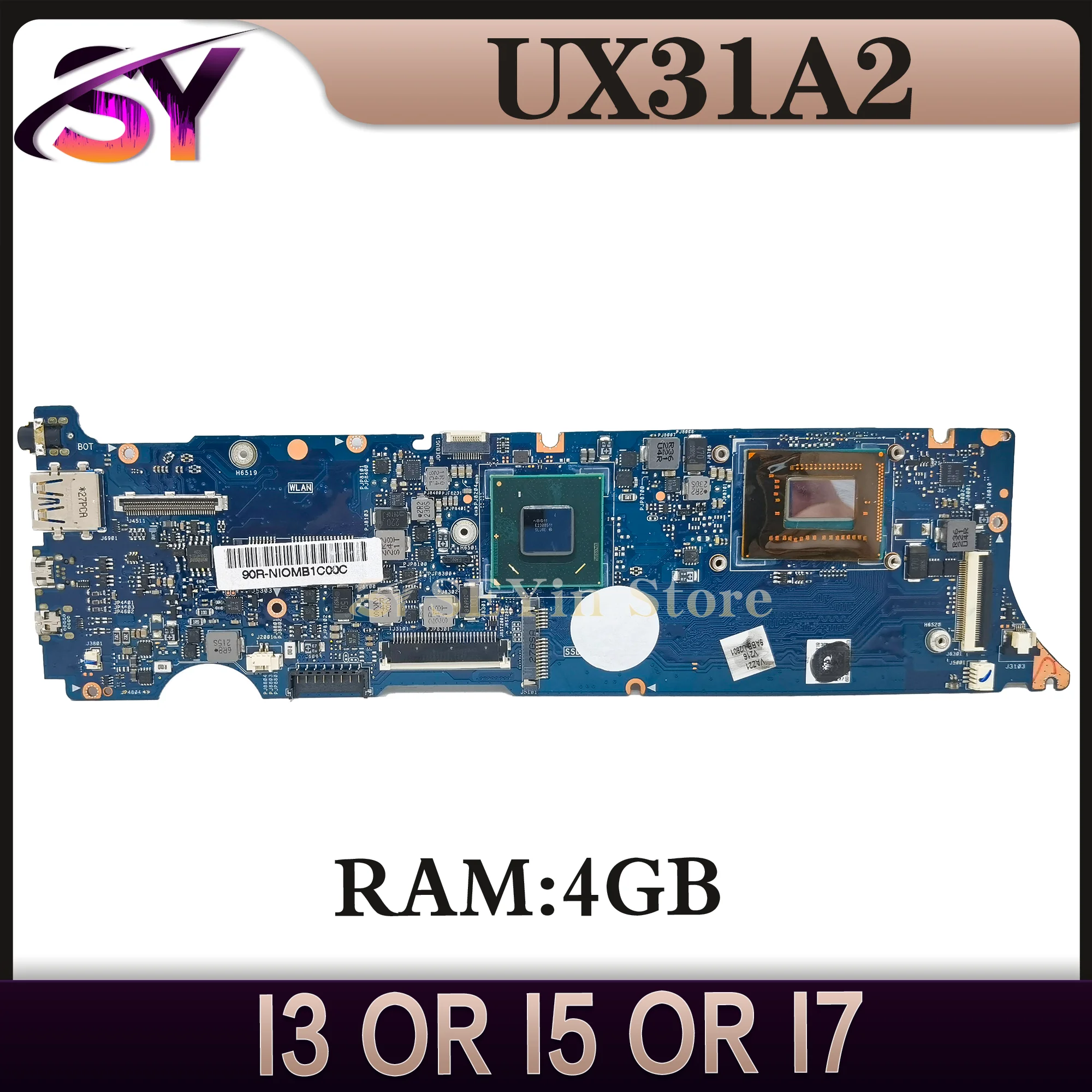 

UX31A Mainboard For ASUS Zenbook UX31A2 Laptop Motherboard I3 I5 I7 3th Gen 4GB-RAM Notebook MAIN BOARD REV:2.0 4.1