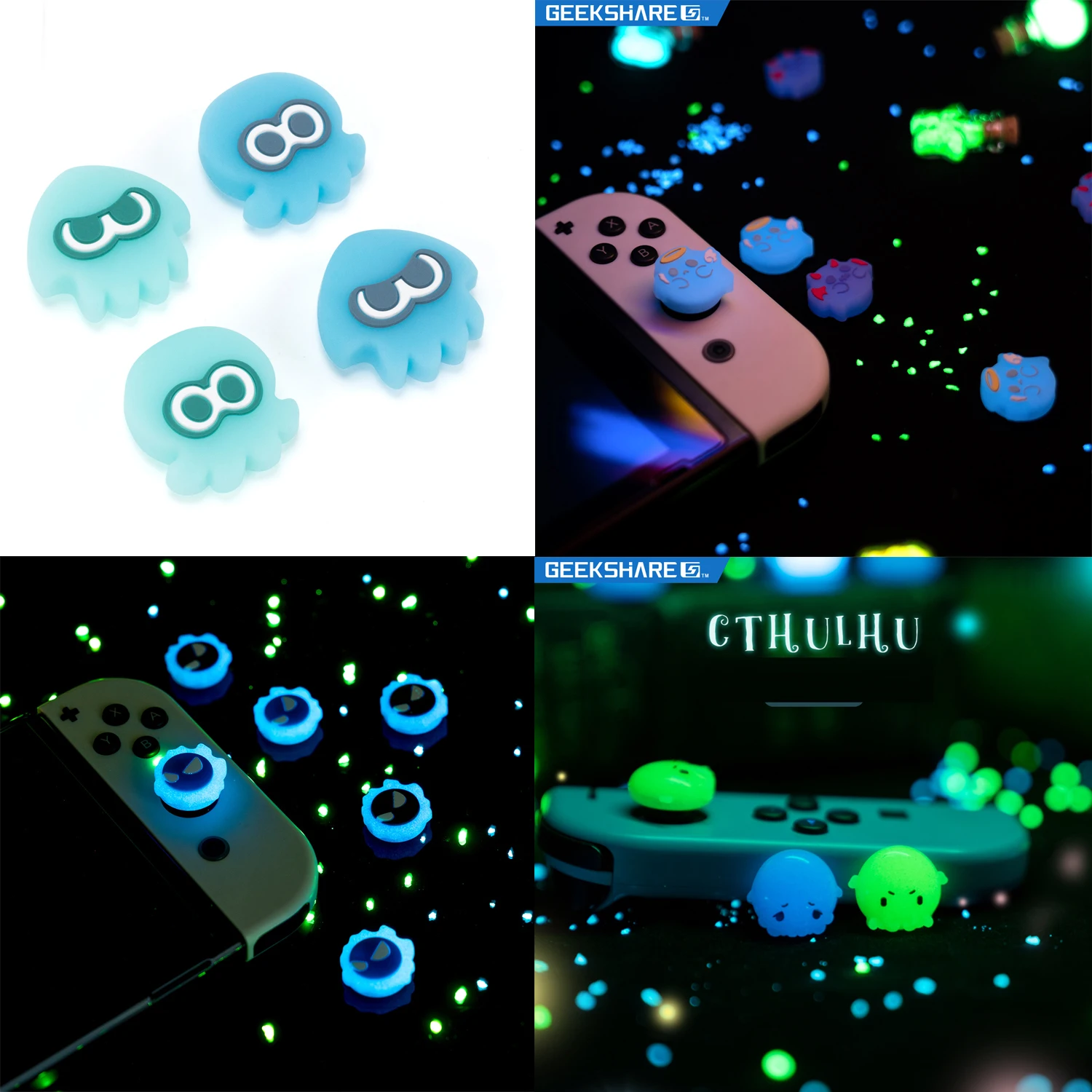 Luminous Angel Ghost Silicone Soft Thumb Stick Grip Cap Joystick Protective Cover For Switch Oled NS Lite Joycon Thumbstick Case