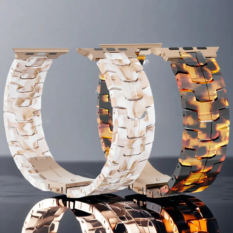 

Resin strap for Apple Watch 40 41mm 42mm 44mm 45 46mm utlra 49mm Metal buckle bracelet for iWatch series 10/9/8/7/6/5/4/SE/3/2/1