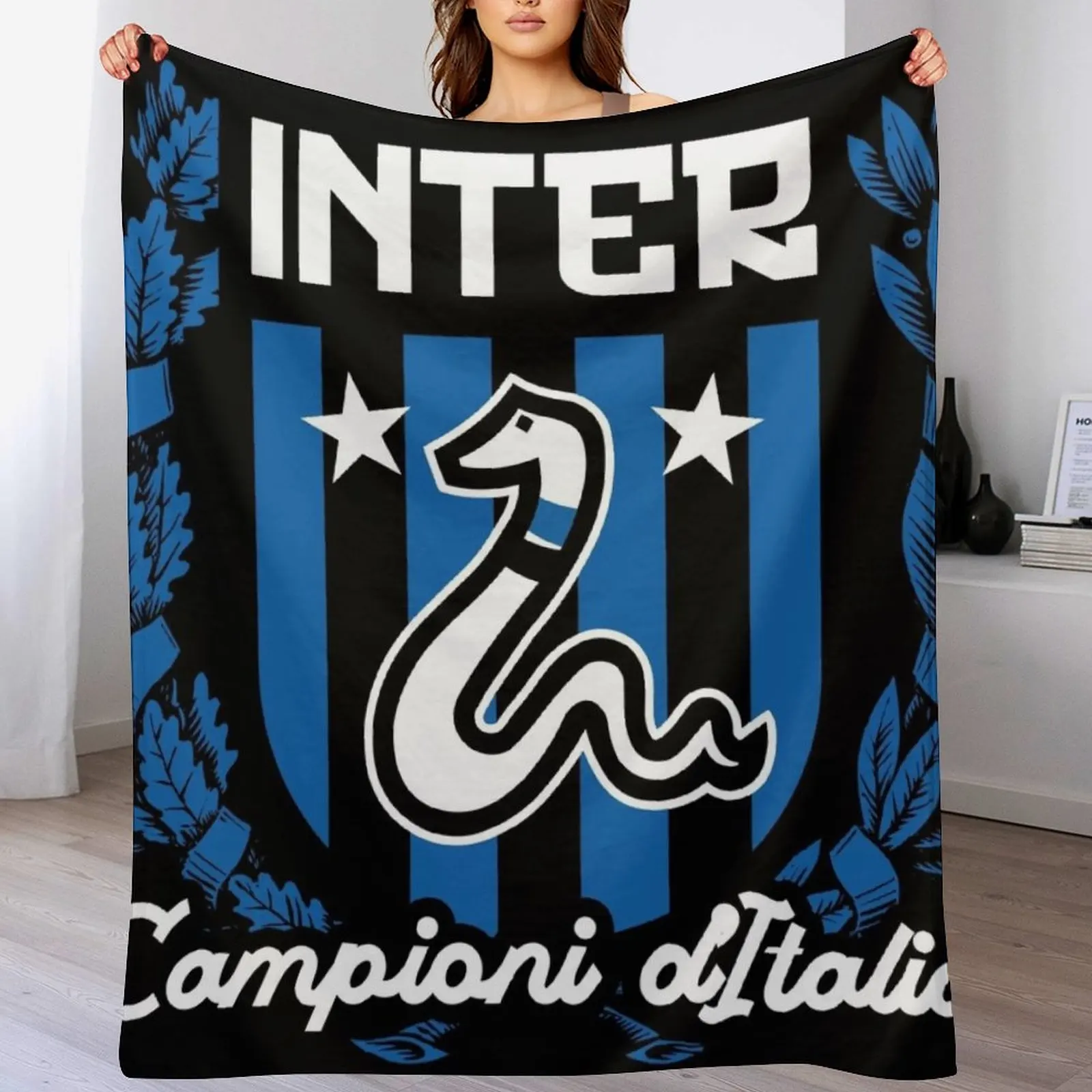 Inter Campioni d'Italia Throw Blanket Flannel Fabric Hairys Blankets