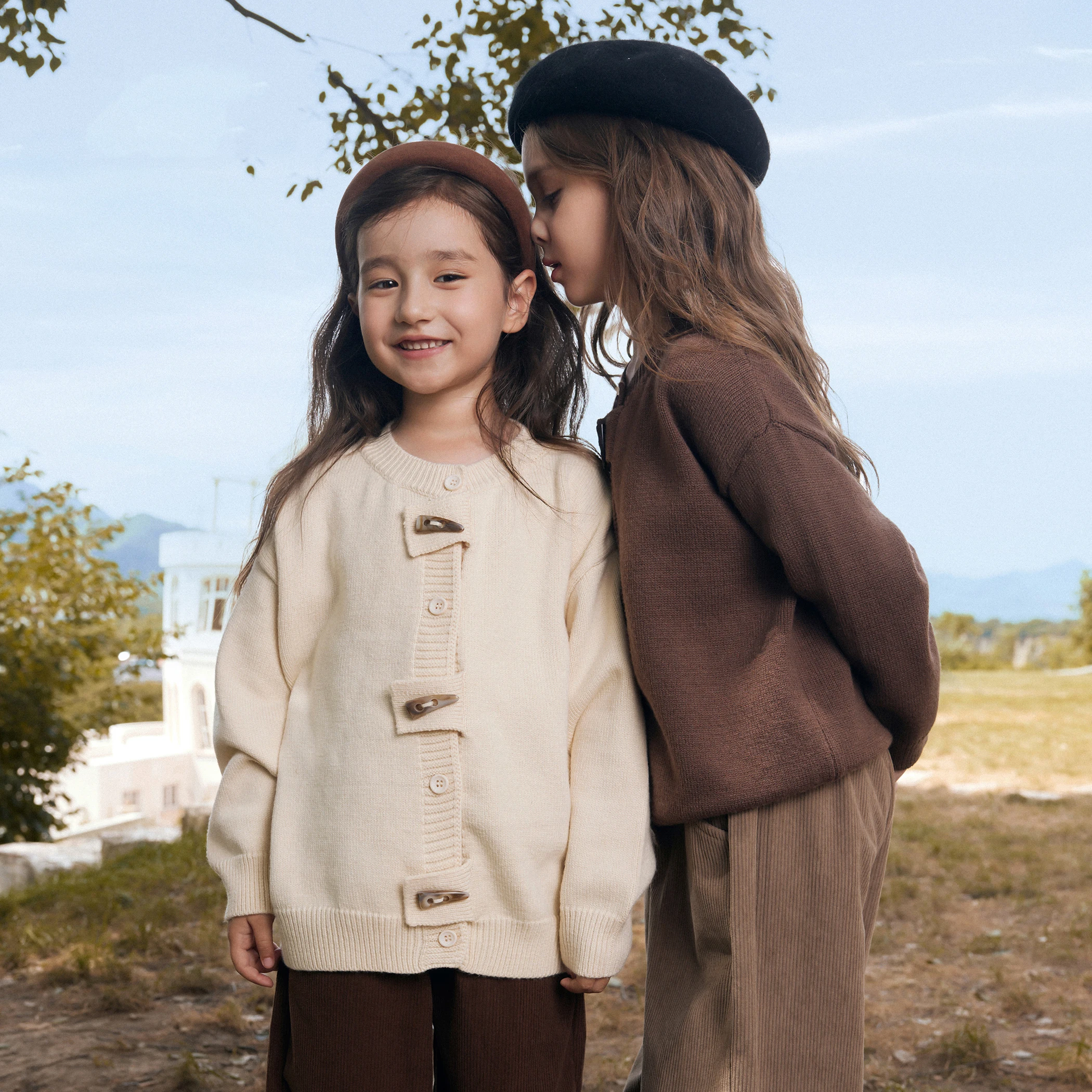 

Kids Cardigan Age 3-11Y Baby Girl Casual Daily Spring&Autumn Knitwear Tween Girl Vintage Outfit Child Korean-Japan Style Knitted
