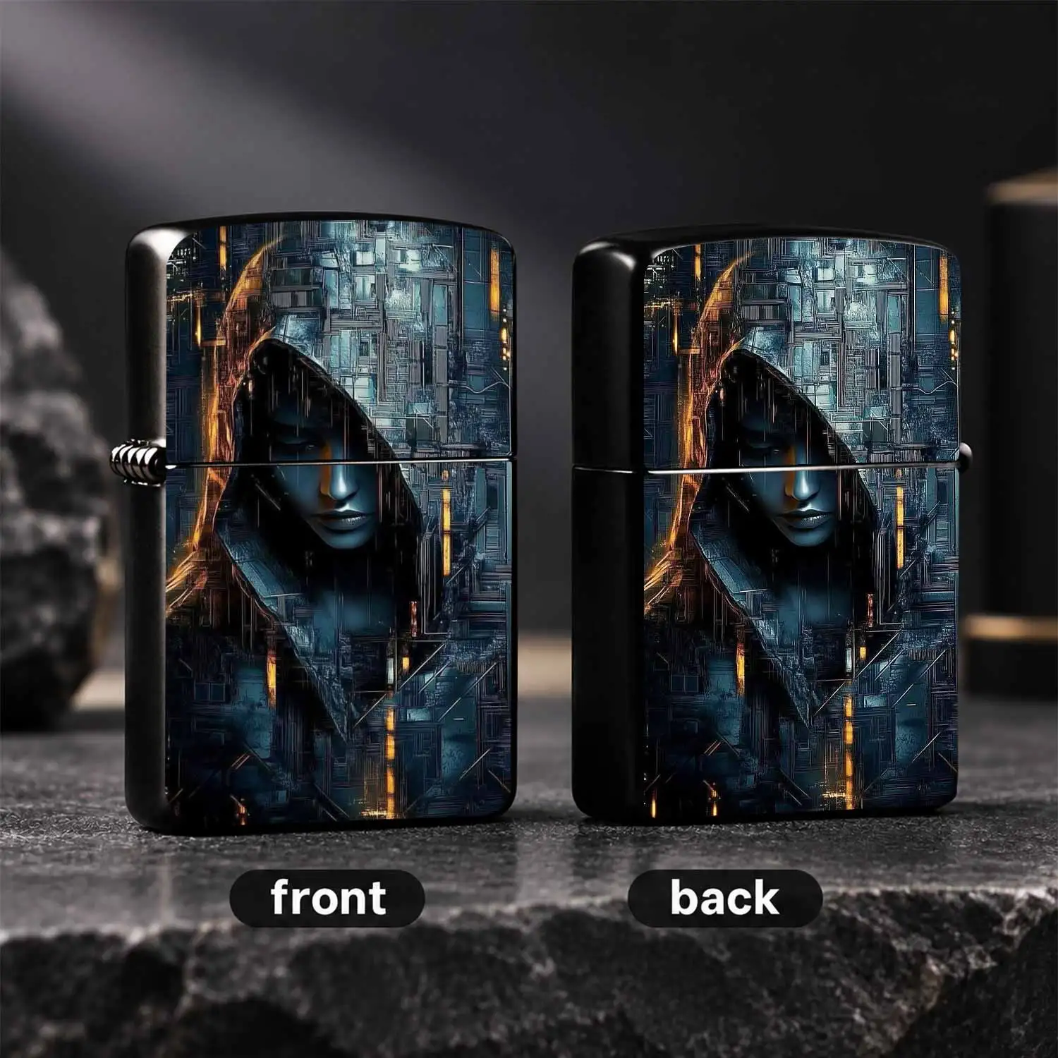 Cyber Virtual Figure Art Print Lighter, Trendy Sci-Fi Vibe Portable Daily Gear, Fits Commute Travel Gatherings All Scenarios, Stylish Unique Practical Carry Item, Ideal Exquisite Gift For Mates Family On Various Occasions A Humorous And Int