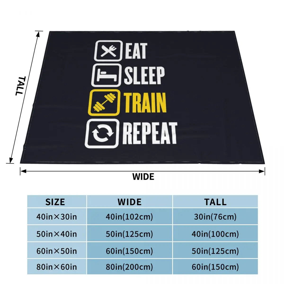 Eat Sleep Train Repeat Gym Motivational Quote Blankets Soft Flannel Throw Blanket Bedspread for Bed Living room Picnic Travel