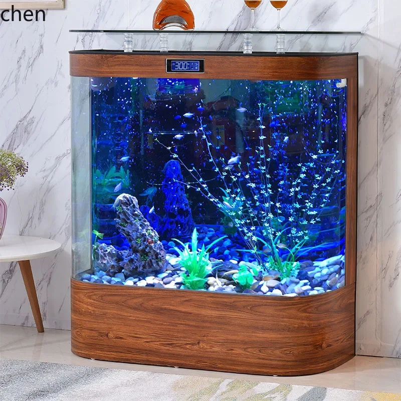 

C1 Fish Tank Living Room Creative Medium-Large Modern Simple Floor-Standing Back Bottom Filter No Need to Change Aquarium