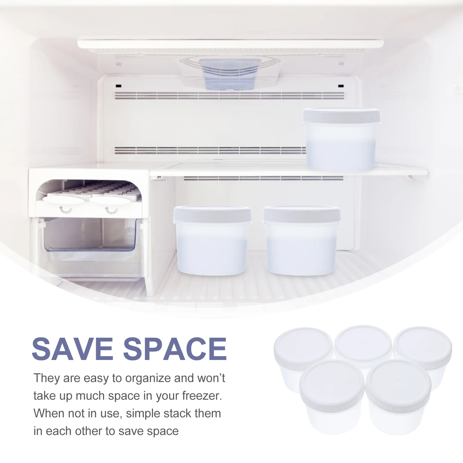 

5Pcs 400ml Ice Cream Cups Easy Organize Perfect Housewarming Gifts Leak Proof Lids Storage Containers for Various Uses