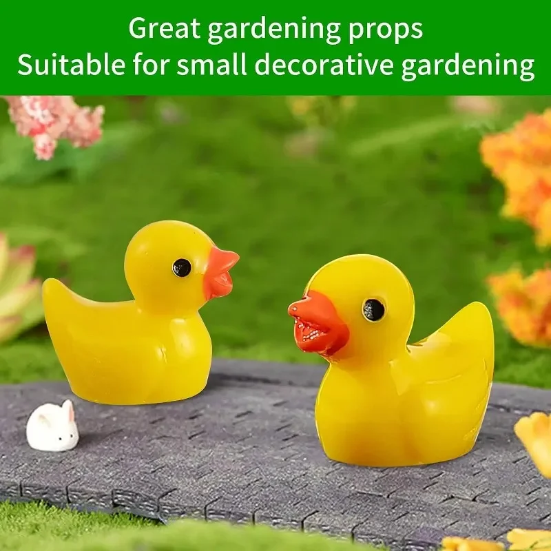 100/200Pc/set Yellow Mini Duck Ornament Miniature Figures Tiny Duck Resin Handicraft Micro Landscape Plants Fairy Decoration