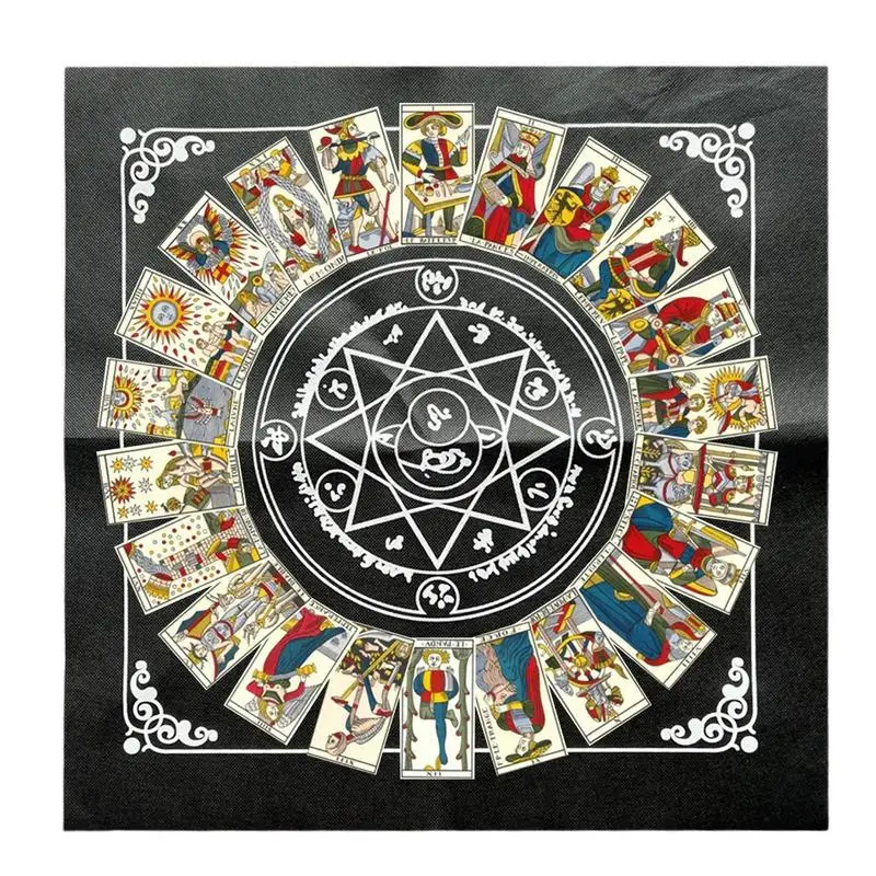 49x49cm Tarots Tablecloth Triple Moon Pentagrams Pagan Altar Cloth Flannel Tarots Cloth Divination Astrology Board Game