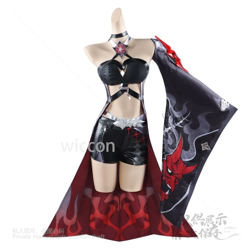 Acheron Anime Rood Blauw Kostuum Spel Honkai Star Rail Uniform Blauw Witte Pruik Vrouwelijke Rollenspel Carnaval Party Halloween Aangepast