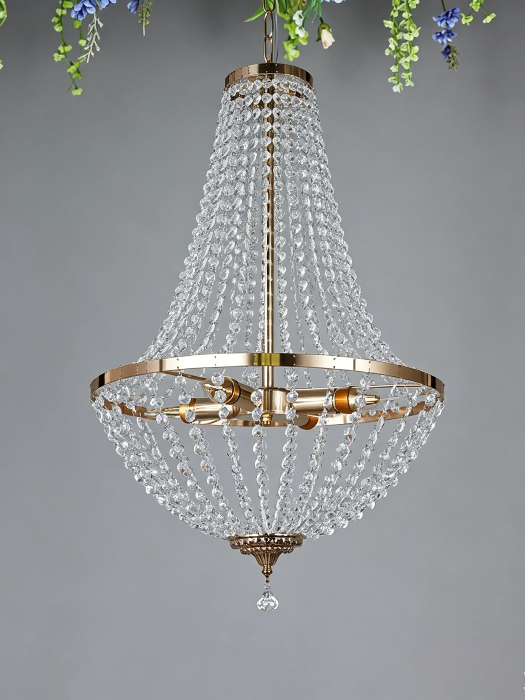 Gold Acrylic Crystal Chandelier Wedding Decoration Pendant Lamp Luxury Hanging Light for Party Hotel Banquet Ceiling Decor