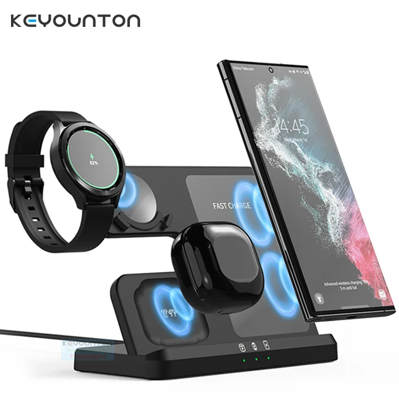 

15W 3 In 1 Wireless Charger Stand Fast Charging Dock Station for Samsung Z Fold 3 S25 S24 Galaxy Watch 5 4 3 Active 2 S3 S4 Buds