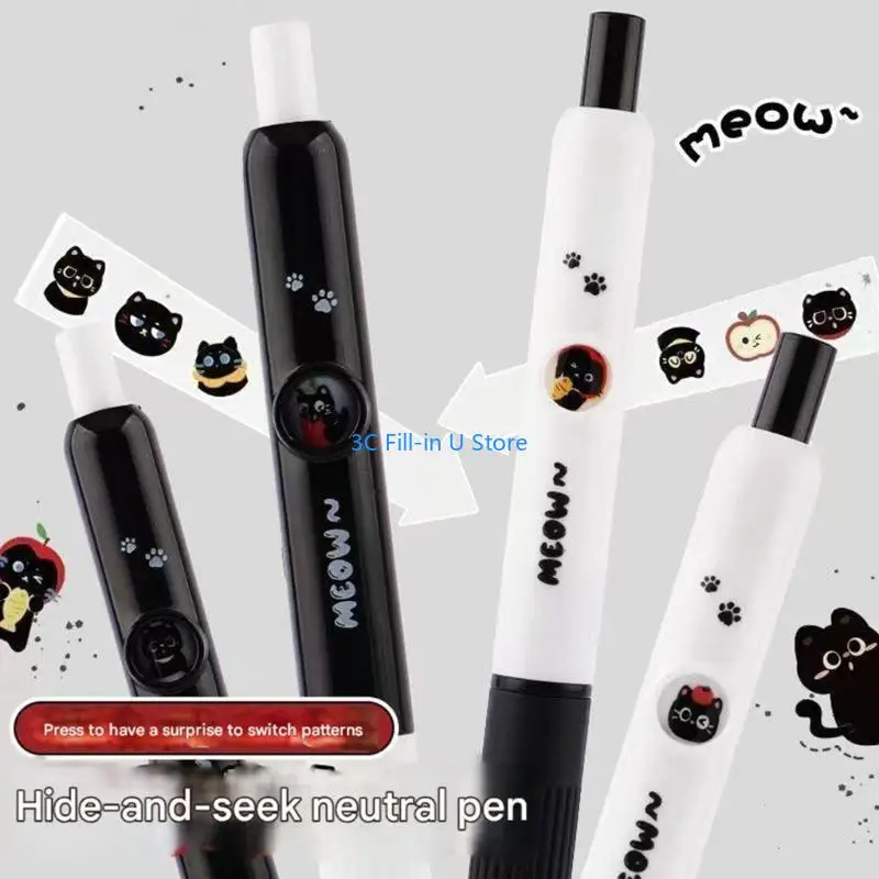 G8TA Pattern Switching Ballpoint Pens Lightweight 0.5mm Gel Pen Ergonomic 4pcs for Students & Note Taking