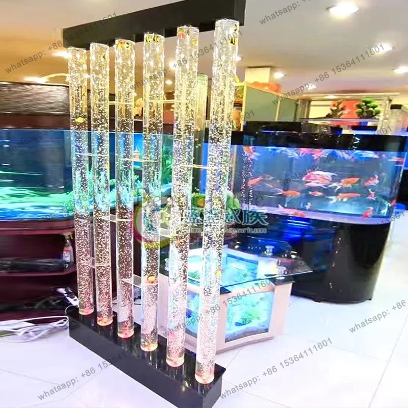 zj.Water curtain wall, running water screen, cylindrical acrylic cylinder, designer fashion decorative partition