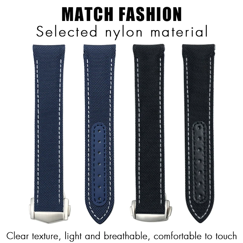 19mm 20mm 21mm Nylon Watchband for Omega Speedmaster Moonwatch Seamaster AT150 Planet Ocean Seiko Blue Canvas Fabric Watch Strap