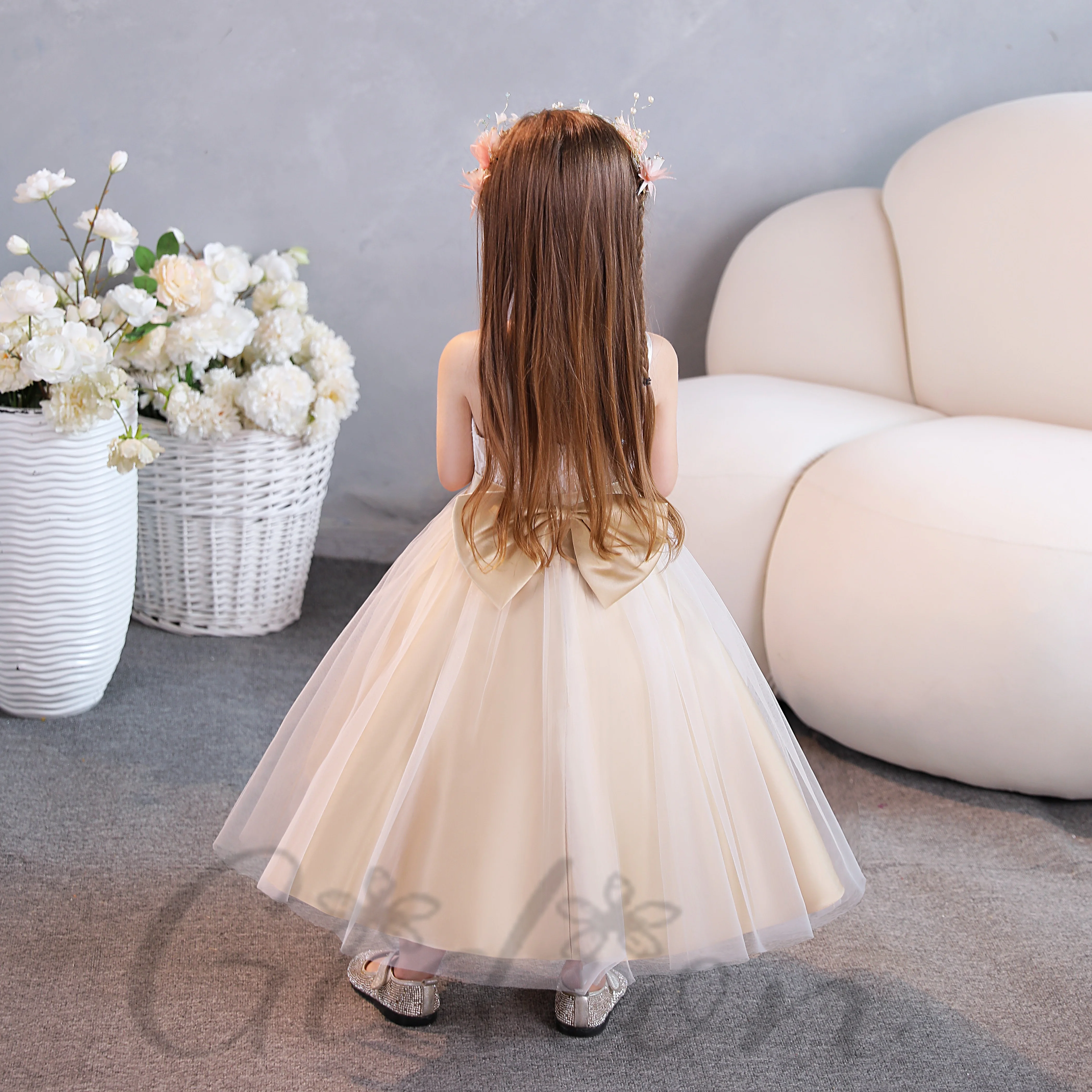 Princess Flower Girl Dress For Children Festivity Celebration Prom Night Ball Evening-Gown Wedding Ceremony Birthday Party Event