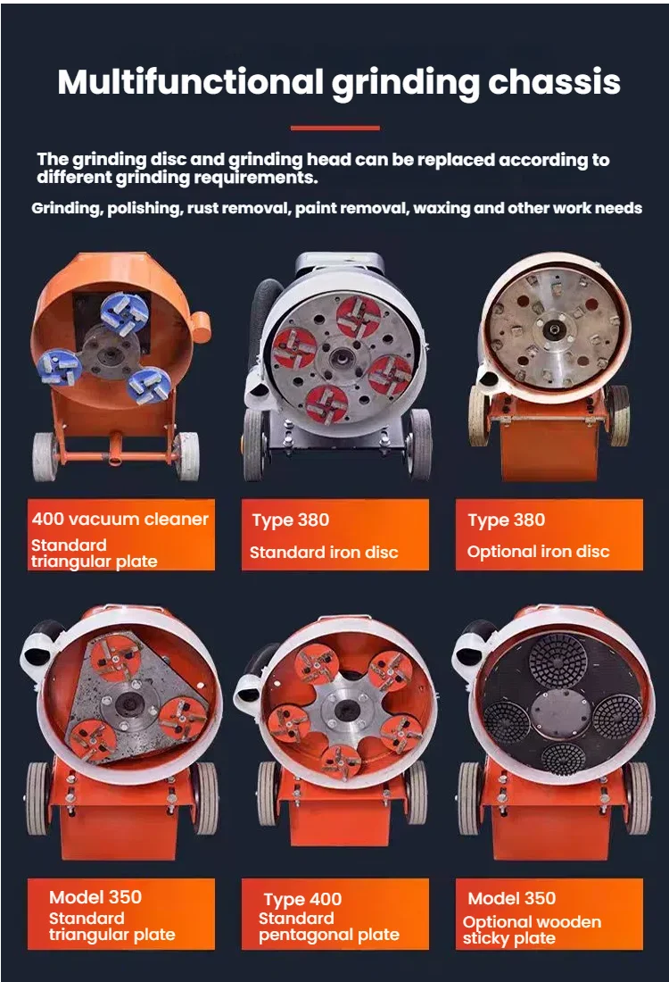 Lingxing Power Supply 350 Electric 220 Volt Built-in Vacuum Fan 4 Claw Floor Grinder with Lighting