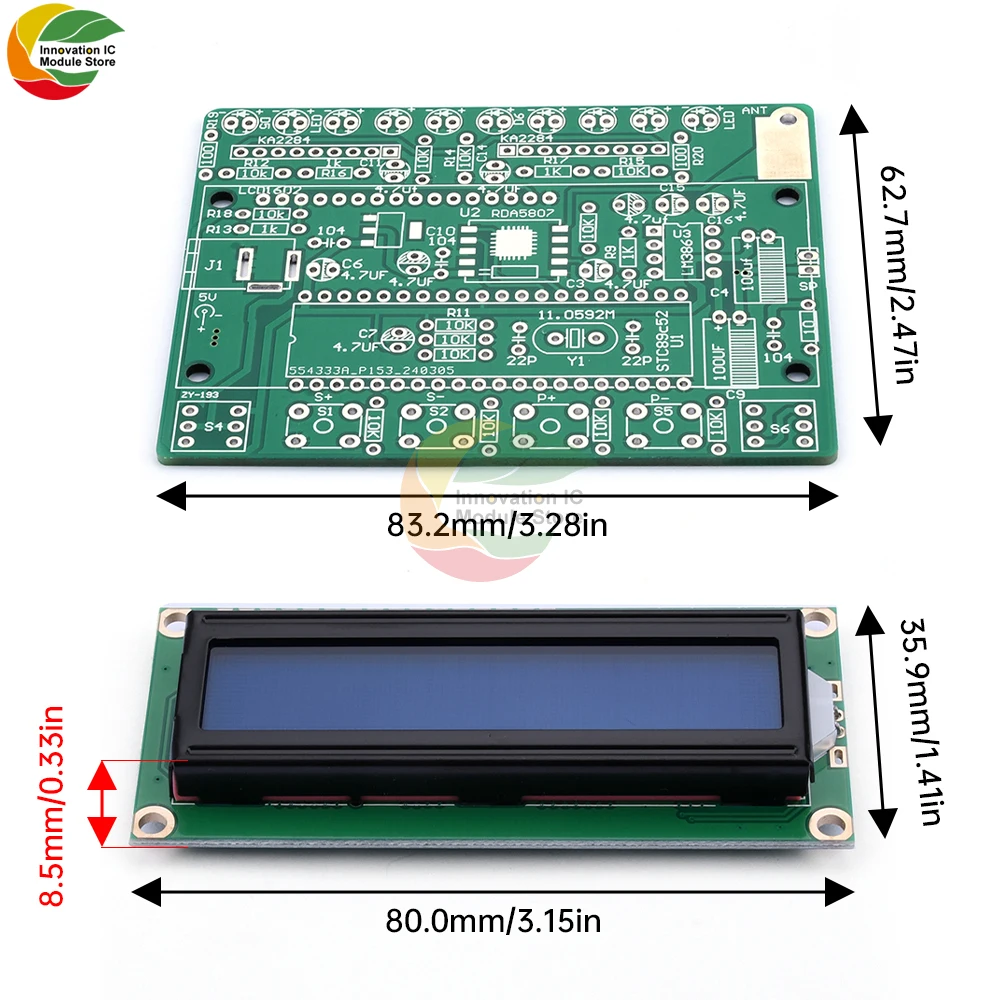 87-108MHZ FM Digital FM Radio Assembly Soldering Practice Kit RDA5807 LCD Display DIY Soldered Loose Parts