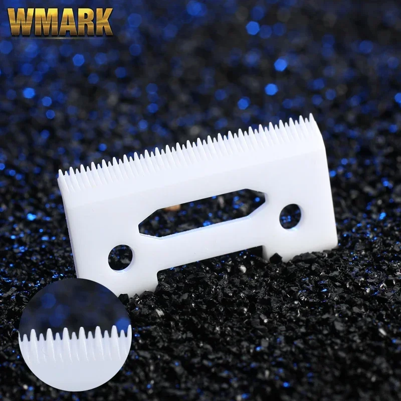 WMARK 2/10 2-hole Stagger-tooth Ceramic Movable Blade with Box for Cordless Clipper Replaceable Blade White Color