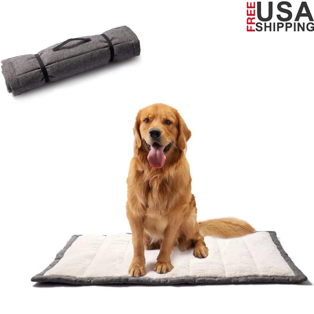 

Travel Dog Bed Portable Rollup Pet Mat Soft Washable Crate Pad Lightweight Camping Gear Medium Dogs Cats