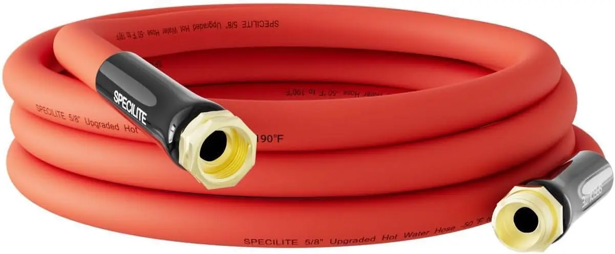 

5/8" Hot/Cold Short Leader Garden Water Hose 15 ft, -50℉-190℉, Flexible & Lightweight Rubber Pipes With 3/4" Brass Fit