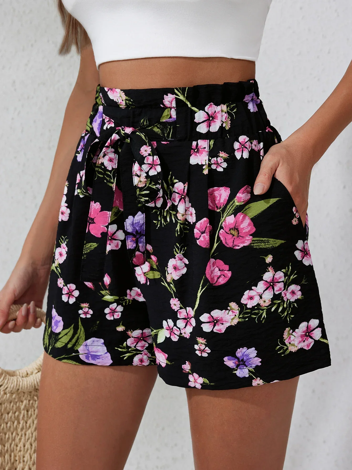 2024 Summer New Women\'s Fashion Casual Print Beach Pants Minimalist Style Comfortable Home Loose Outdoor Sports Jogging Shorts