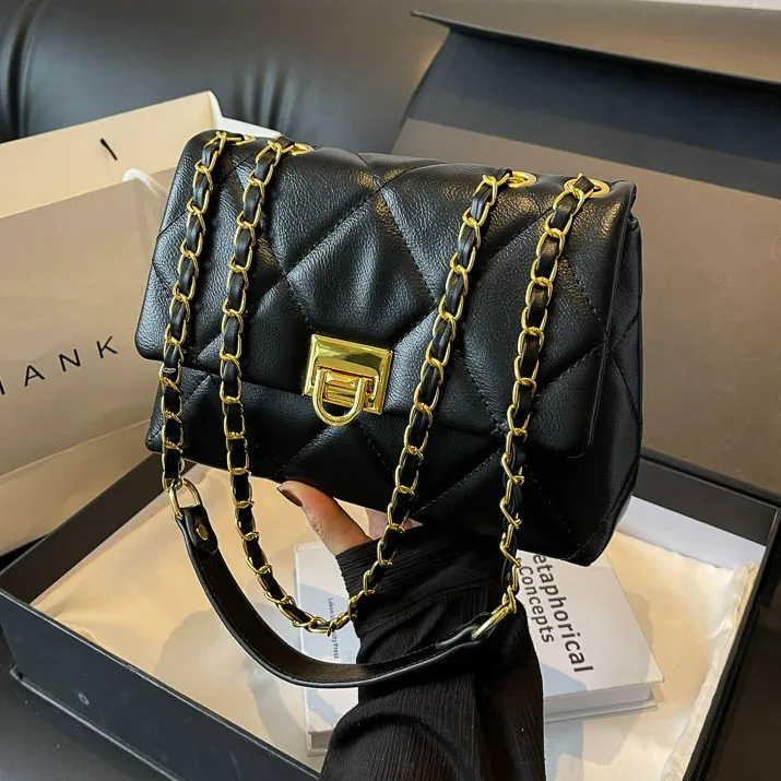 

High-end Rhombus Chain Single-Shoulder Bag for Women 2025 New Fashion Korean Style Leisure Versatile Crossbody Bag