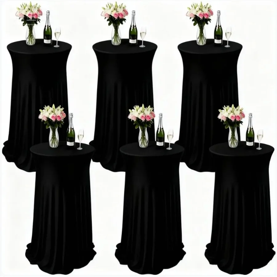 

6 Pcs Spandex Stretch Round Cocktail Table Skirt, 32x43 Inch High Top Table Covers, Fitted Table Cloths for Wedding, Bar, Banqu