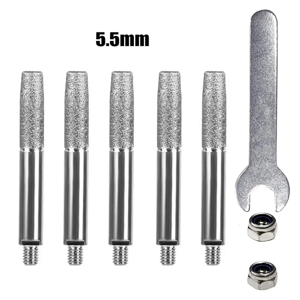 Chainsaw Teeth Sharpener Grinding Head Diamond Coated Cylindrical Burr 4/5/6mm Chainsaw Sharpener Stone Carving Grinding Tools